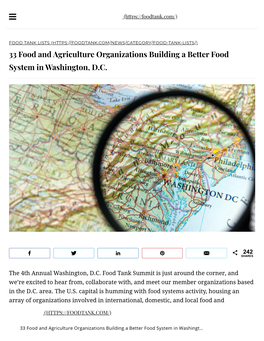 33 Food and Agriculture Organizations Building a Better Food System in Washington, D.C