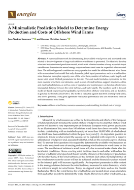 A Minimalistic Prediction Model to Determine Energy Production and Costs of Offshore Wind Farms