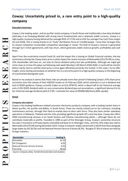 Coway: Uncertainty Priced In, a Rare Entry Point to a High-Quality Company