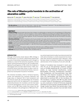 The Role of Blastocystis Hominis in the Activation of Ulcerative Colitis
