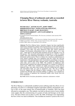 Changing Fluxes of Sediments and Salts As Recorded in Lower River Murray Wetlands, Australia