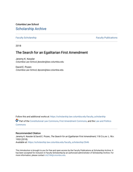 The Search for an Egalitarian First Amendment