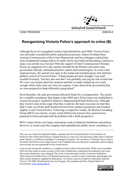 Reorganising Victoria Police's Approach to Crime