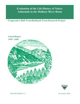 Evaluation of the Life History of Native Salmonids in the Malheur River Basin