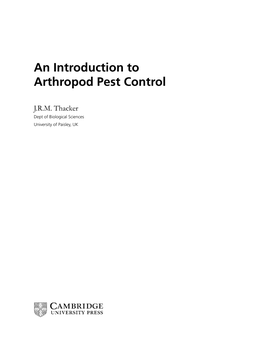 An Introduction to Arthropod Pest Control