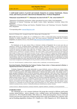 429 a Multi-Model Analysis of Growth and Maturity Biometrics in Common