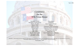 Candidates for the 85Th Texas House