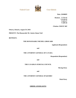 Federal Court Order and Reasons