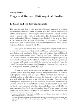 Frege and German Philosophical Idealism