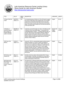 Latin American Resource Center Lending Library Stone Center for Latin American Studies