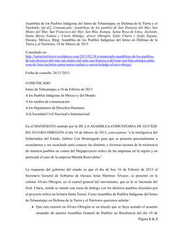 Página 1 De 3 Asamblea De Los Pueblos Indígenas Del Istmo De