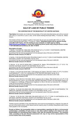 Form 6 Sale by Tender