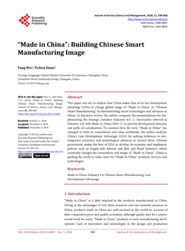 “Made in China”: Building Chinese Smart Manufacturing Image