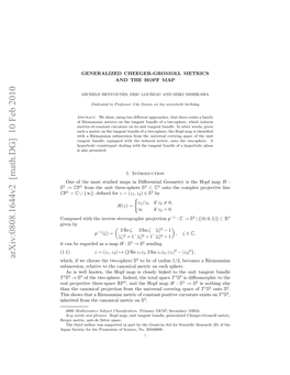 Generalized Cheeger-Gromoll Metrics and the Hopf