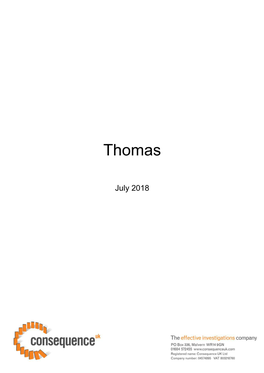 Independent Investigation Into the Care and of Thomas