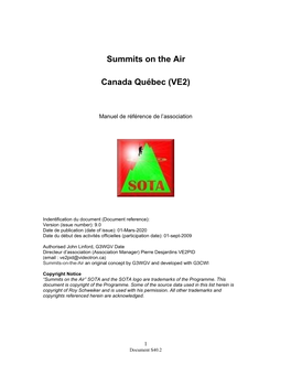 Summits on the Air Canada Québec (VE2)