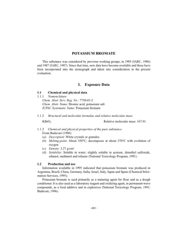 POTASSIUM BROMATE 1. Exposure Data