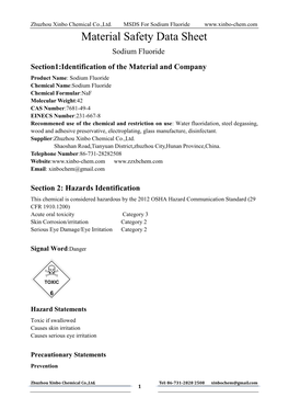 Material Safety Data Sheet