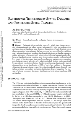 Earthquake Triggering by Static, Dynamic, And