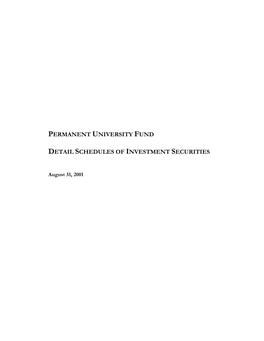 2001 PUF Detailed Schedule of Investments