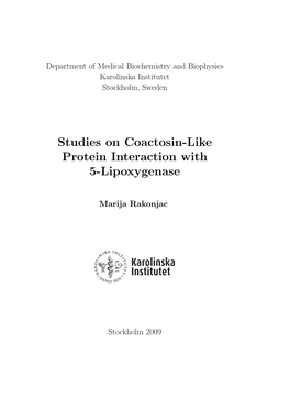 Studies on Coactosin-Like Protein Interaction with 5-Lipoxygenase