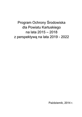 Program Ochrony Środowiska Dla Powiatu Kartuskiego 2014 Aktualizacja