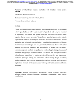 Central Carbon Metabolism Produces Energy and Precursor Metabolites for Biomass in Heterotrophs. Carbon Overflow Yields Metaboli