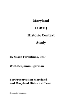 Maryland LGBTQ Historic Context Study Has Roots in an Earlier Project