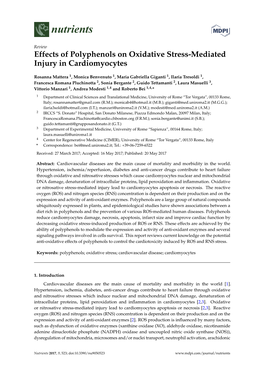 Effects of Polyphenols on Oxidative Stress-Mediated Injury in Cardiomyocytes