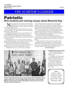 Patriotic Nine Students Pen Winning Essays About Memorial Day Ine Youngsters from Around the County Including County Sixth-Graders