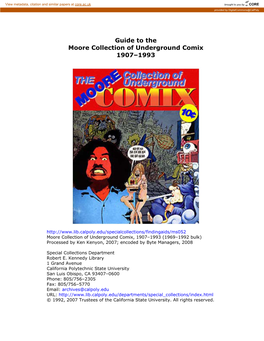 Guide to the Moore Collection of Underground Comix, 1907-1993