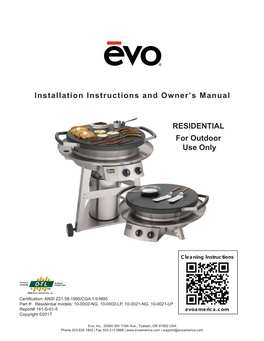 Installation Instructions and Owner's Manual for Outdoor Use Only