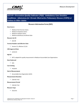 2016 Measure Information Form: Admissions for COPD Or Asthma in Older Adults