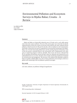 Environmental Pollution and Ecosystem Surveys in Rijeka-Bakar, Croatia - a Review