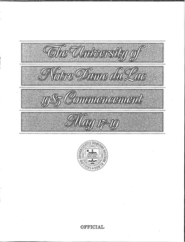 1985-05-19 University of Notre Dame Commencement Program