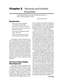 Mountain and Foothills Ecosystems