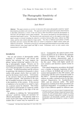 The Photographic Sensitivity of Electronic Still Cameras