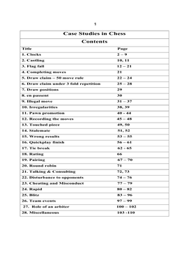 Case Studies in Chess Contents Title Page 1