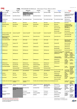 Cnnj PROGRAM SCHEDULE （Standard Time） March 2019