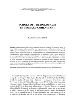 Echoes of the Holocaust in Leonard Cohen's