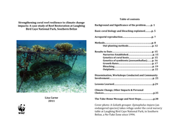 Strengthening Coral Reef Resilience to Climate Change Impacts: a Case Study of Reef Restoration at Laughing Background and Significance of the Problem……..P