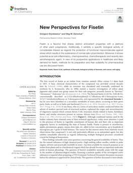 New Perspectives for Fisetin