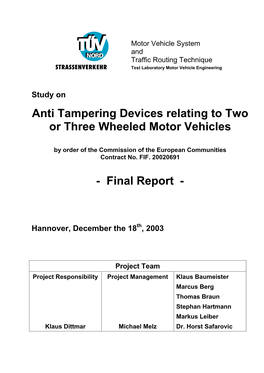 Final Report on Anti Tampering Devices