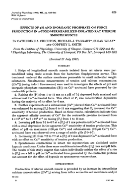 Physiology Laboratory, the University of Liverpool, P0 Box 147