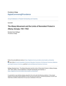 The Albany Movement and the Limits of Nonviolent Protest in Albany, Georgia, 1961-1962