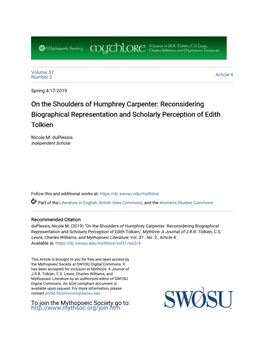 On the Shoulders of Humphrey Carpenter: Reconsidering Biographical Representation and Scholarly Perception of Edith Tolkien