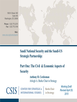 Saudi National Security and the Saudi-US Strategic Partnership