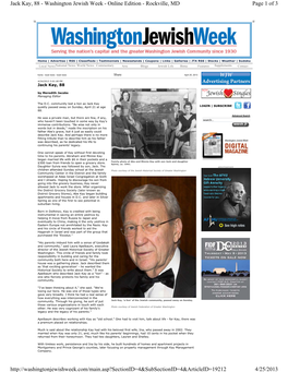 Jack Kay, 88 - Washington Jewish Week - Online Edition - Rockville, MD Page 1 of 3