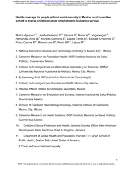 Health Coverage for People Without Social Security in Mexico: a Retrospective Cohort to Assess Childhood Acute Lymphoblastic Leukaemia Survival