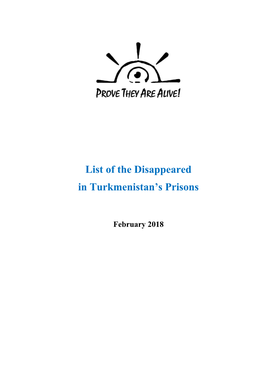 List of the Disappeared in Turkmenistan's Prisons
